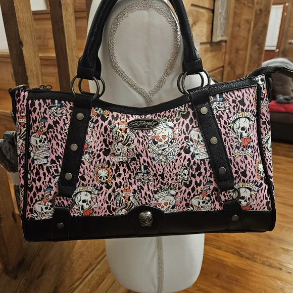 Ed Hardy Pink and Black Women's Bag With Straps - Picture 8 of 8